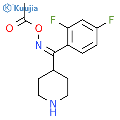(Z)-(2,4-Difluorophenyl)(piperidin-4-yl)methanone O-acetyl oxime structure