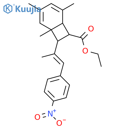 Bicyclo[4.2.0]octa-2,4-diene-7-carboxylic acid, 1,3,5-trimethyl-8-[(1E)-1-methyl-2-(4-nitrophenyl)ethenyl]-, ethyl ester, (1R,6S,7R,8R)-rel- structure