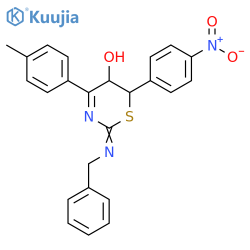2H-1,3-Thiazin-5-ol,5,6-dihydro-4-(4-methylphenyl)-6-(4-nitrophenyl)-2-[(phenylmethyl)imino]- structure