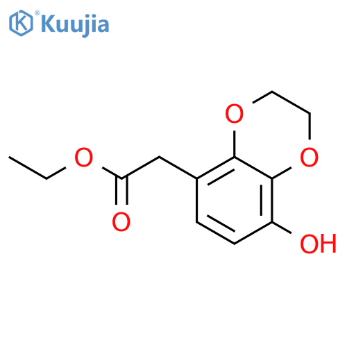 1,4-Benzodioxin-5-acetic acid, 2,3-dihydro-8-hydroxy-, ethyl ester structure