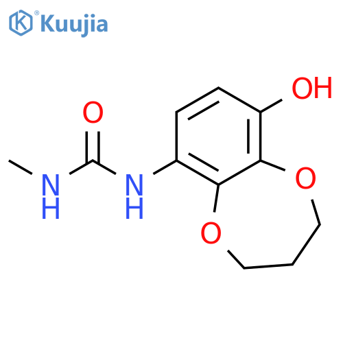 UREA, N-(3,4-DIHYDRO-9-HYDROXY-2H-1,5-BENZODIOXEPIN-6-YL)-N'-METHYL- structure
