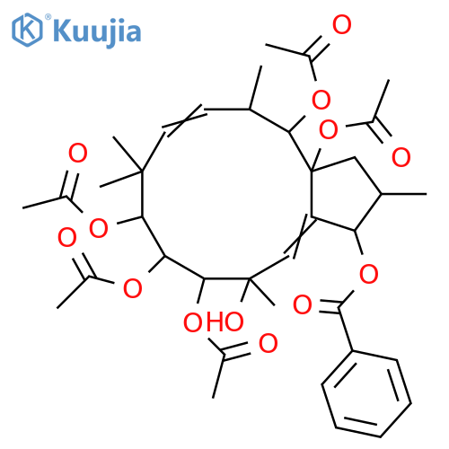 4,11-Jatrophadiene-3,6,7,8,9,14,15-heptol; (2β,3β,4E,6α,7β,8β,9α,11E,13β,14β,15β)-form, 3-Benzoyl, 7,8,9,14,15-penta-Ac structure