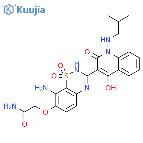 Acetamide,2-[[8-amino-3-[1,2-dihydro-4-hydroxy-1-[(2-methylpropyl)amino]-2-oxo-3-quinolinyl]-1,1-dioxido-2H-1,2,4-benzothiadiazin-7-yl]oxy]- structure