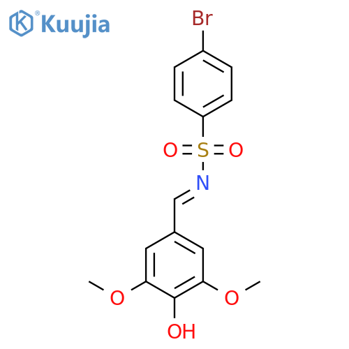 4-bromo-N-(1E)-(4-hydroxy-3,5-dimethoxyphenyl)methylidenebenzene-1-sulfonamide structure