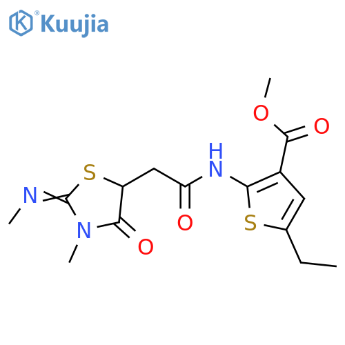 methyl 5-ethyl-2-{2-(2Z)-3-methyl-2-(methylimino)-4-oxo-1,3-thiazolidin-5-ylacetamido}thiophene-3-carboxylate structure