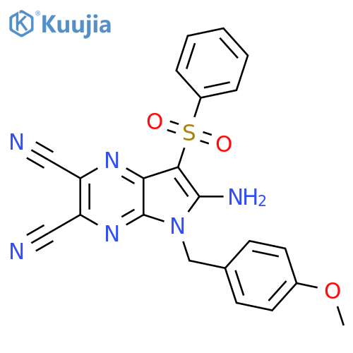 6-Amino-7-(benzenesulfonyl)-5-[(4-methoxyphenyl)methyl]pyrrolo[2,3-b]pyrazine-2,3-dicarbonitrile structure