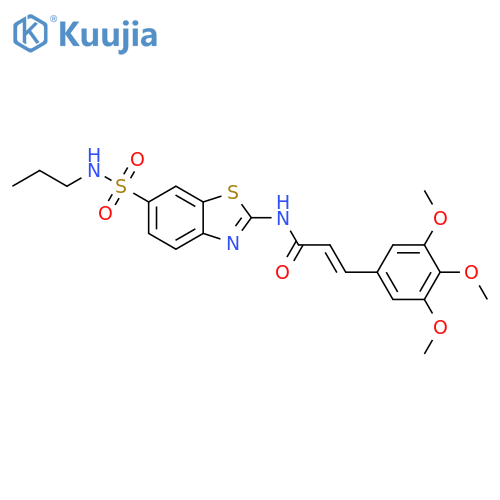 (2E)-N-6-(propylsulfamoyl)-1,3-benzothiazol-2-yl-3-(3,4,5-trimethoxyphenyl)prop-2-enamide structure