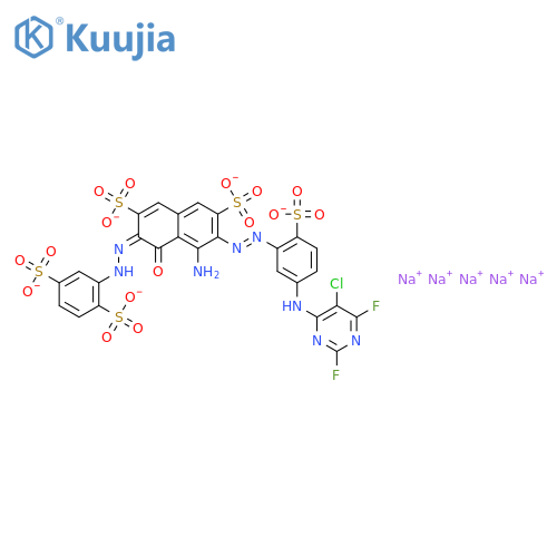 2,7-Naphthalenedisulfonicacid,4-amino-3-[2-[5-[(5-chloro-2,6-difluoro-4-pyrimidinyl)amino]-2-sulfophenyl]diazenyl]-6-[2-(2,5-disulfophenyl)diazenyl]-5-hydroxy-,sodium salt (1:5) structure