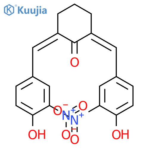CYCLOHEXANONE, 2,6-BIS[(4-HYDROXY-3-NITROPHENYL)METHYLENE]-, (2E,6E)- structure