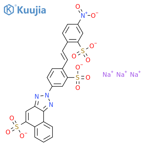trisodium 2-[4-[2-(4-nitro-2-sulphonatophenyl)vinyl]-3-sulphonatophenyl]-2-H-naphtho[1,2-d]triazole-5-sulphonate structure