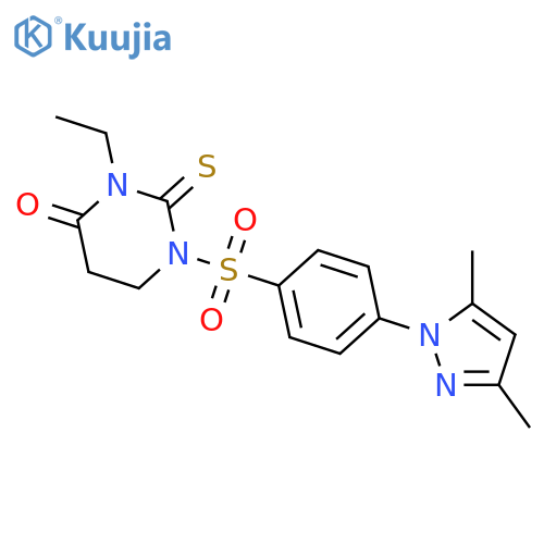 4(1H)-Pyrimidinone,1-[[4-(3,5-dimethyl-1H-pyrazol-1-yl)phenyl]sulfonyl]-3-ethyltetrahydro-2-thioxo- structure