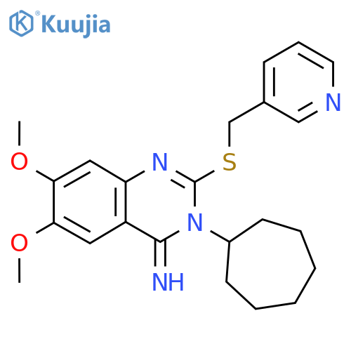 3-Cycloheptyl-6,7-dimethoxy-2-{[(pyridin-3-yl)methyl]sulfanyl}-3,4-dihydroquinazolin-4-imine structure