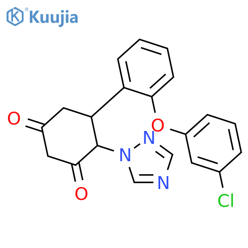 5-[2-(3-CHLOROPHENOXY)PHENYL]-4-(1H-1,2,4-TRIAZOL-1-YL)-1,3-CYCLOHEXANEDIONE structure