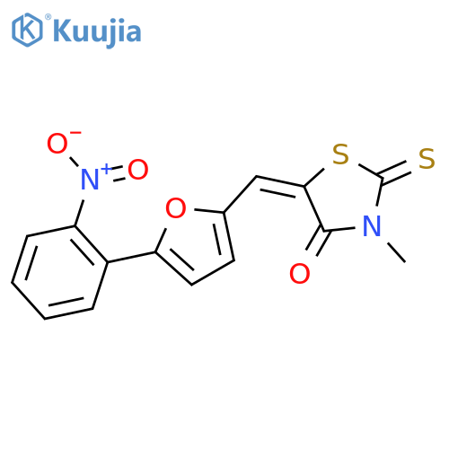 (5E)-3-methyl-5-{5-(2-nitrophenyl)furan-2-ylmethylidene}-2-sulfanylidene-1,3-thiazolidin-4-one structure