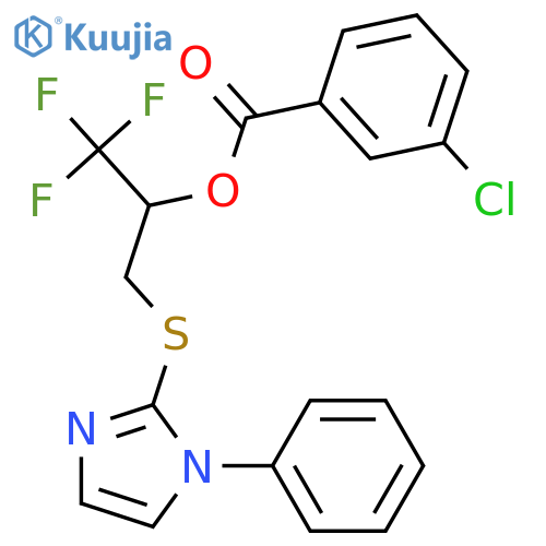 2,2,2-TRIFLUORO-1-([(1-PHENYL-1H-IMIDAZOL-2-YL)SULFANYL]METHYL)ETHYL 3-CHLOROBENZENECARBOXYLATE structure
