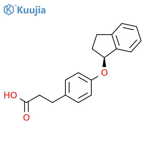 Benzenepropanoic acid, 4-[[(1S)-2,3-dihydro-1H-inden-1-yl]oxy]- structure
