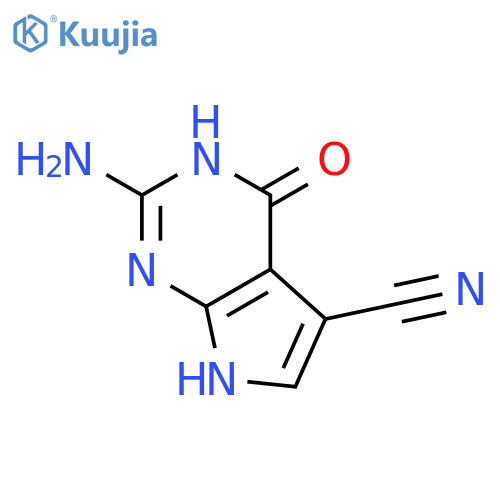 2-Amino-4-oxo-3H,4H,7H-pyrrolo2,3-dpyrimidine-5-carbonitrile structure
