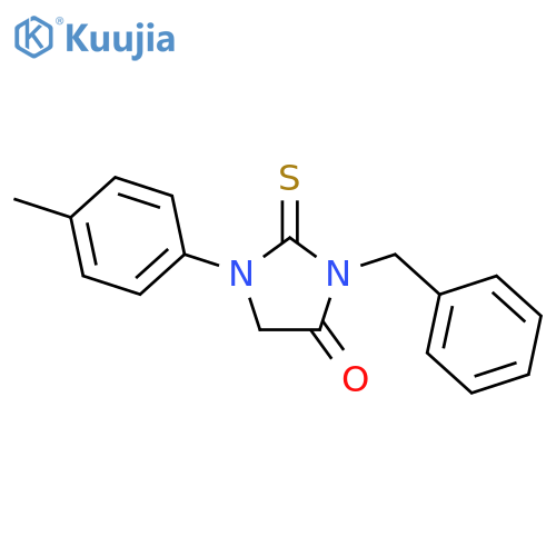 3-benzyl-1-(4-methylphenyl)-2-sulfanylideneimidazolidin-4-one structure