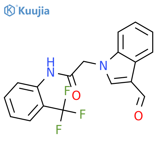 2-(3-Formyl-indol-1-yl)-N-(2-trifluoromethyl-phenyl)-acetamide structure