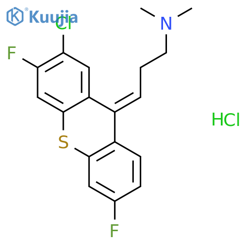1-Propanamine,3-(2-chloro-3,6-difluoro-9H-thioxanthen-9-ylidene)-N,N-dimethyl-, hydrochloride(1:1) structure