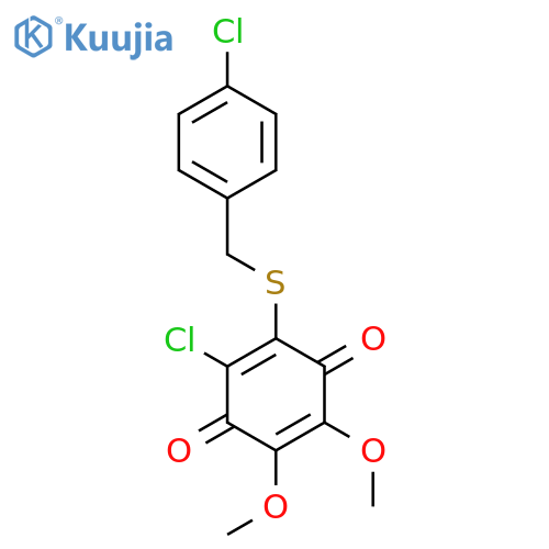 2-chloro-3-[(4-chlorobenzyl)sulfanyl]-5,6-dimethoxycyclohexa-2,5-diene-1,4-dione structure