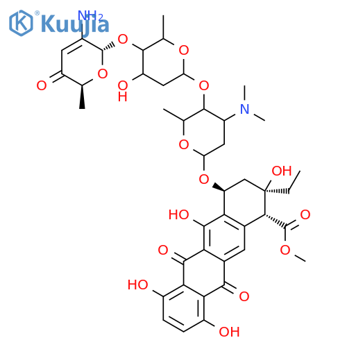 1-Naphthacenecarboxylicacid,4-[[4-O-[4-O-[(2R,6S)-3-amino-5,6-dihydro-6-methyl-5-oxo-2H-pyran-2-yl]-2,6-dideoxy-a-L-lyxo-hexopyranosyl]-2,3,6-trideoxy-3-(dimethylamino)-a-L-lyxo-hexopyranosyl]oxy]-2-ethyl-1,2,3,4,6,11-hexahydro-2,5,7,10-tetrahydroxy-6,11-dioxo-,methyl ester, (1R,2R,4S)- structure
