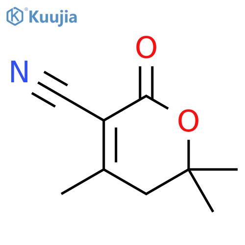 2H-Pyran-3-carbonitrile, 5,6-dihydro-4,6,6-trimethyl-2-oxo- structure