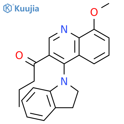 1-Butanone, 1-[4-(2,3-dihydro-1H-indol-1-yl)-8-methoxy-3-quinolinyl]- structure