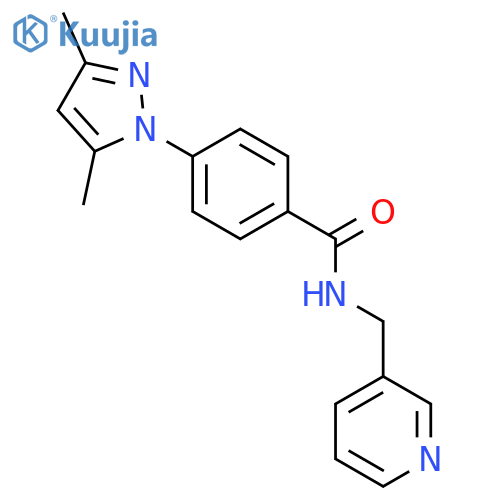 Benzamide, 4-(3,5-dimethyl-1H-pyrazol-1-yl)-N-(3-pyridinylmethyl)- structure