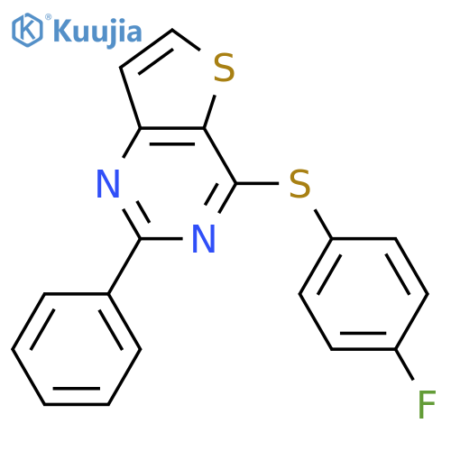 THIENO[3,2-D]PYRIMIDINE, 4-[(4-FLUOROPHENYL)THIO]-2-PHENYL- structure