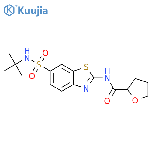 N-[6-(tert-butylsulfamoyl)-1,3-benzothiazol-2-yl]oxolane-2-carboxamide structure