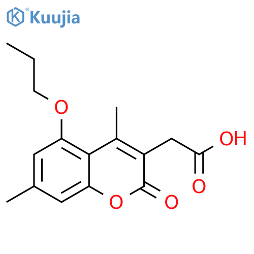 (4,7-dimethyl-2-oxo-5-propoxy-2H-chromen-3-yl)acetic acid structure