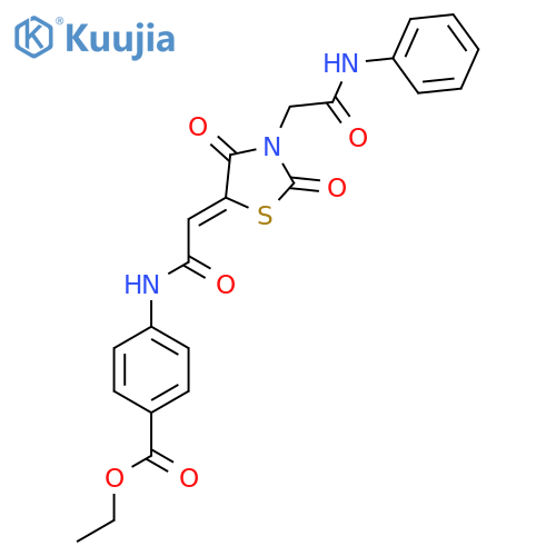 ethyl 4-{2-(5Z)-2,4-dioxo-3-(phenylcarbamoyl)methyl-1,3-thiazolidin-5-ylideneacetamido}benzoate structure
