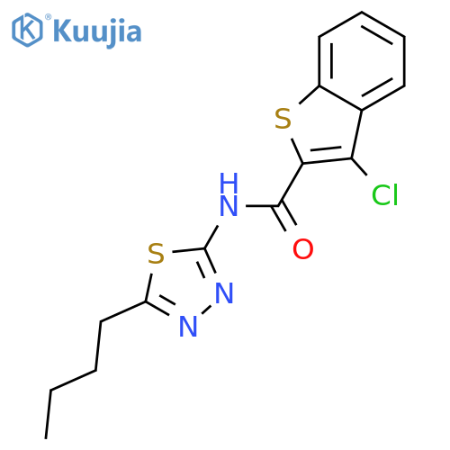 N-(5-butyl-1,3,4-thiadiazol-2-yl)-3-chloro-1-benzothiophene-2-carboxamide structure