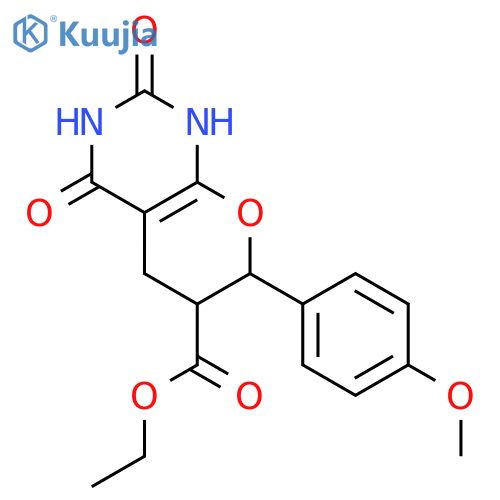 Ethyl 7-(4-methoxyphenyl)-2,4-dioxo-1,5,6,7-tetrahydropyrano[2,3-d]pyrimidine-6-carboxylate structure