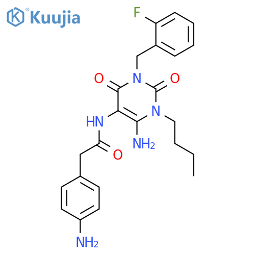 Benzeneacetamide,  4-amino-N-[6-amino-1-butyl-3-[(2-fluorophenyl)methyl]-1,2,3,4-tetrahydro-2,4-dioxo-5-pyrimidinyl]- structure