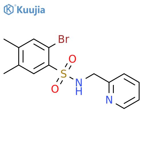 2-bromo-4,5-dimethyl-N-(pyridin-2-yl)methylbenzene-1-sulfonamide structure