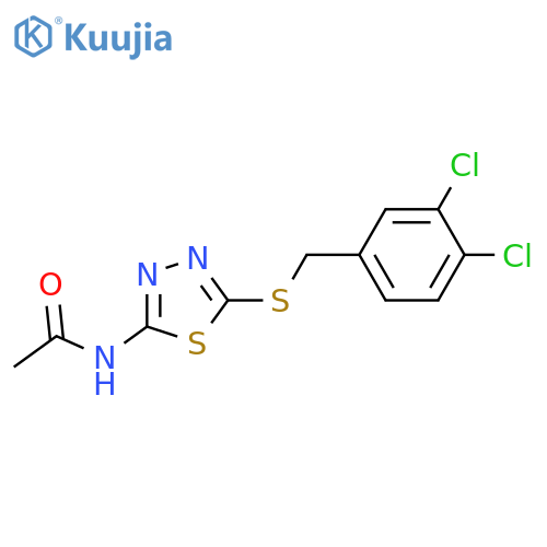 N-(5-{(3,4-dichlorophenyl)methylsulfanyl}-1,3,4-thiadiazol-2-yl)acetamide structure