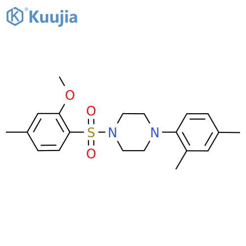 1-(2,4-dimethylphenyl)-4-(2-methoxy-4-methylbenzenesulfonyl)piperazine structure