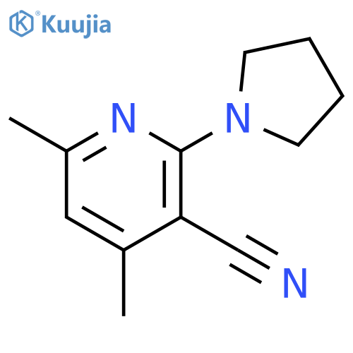 4,6-dimethyl-2-(pyrrolidin-1-yl)pyridine-3-carbonitrile structure