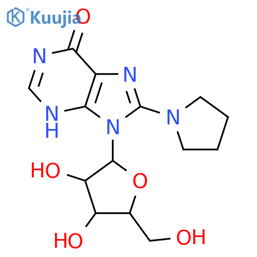 6H-Purin-6-one, 9-b-D-arabinofuranosyl-1,9-dihydro-8-(1-pyrrolidinyl)- structure