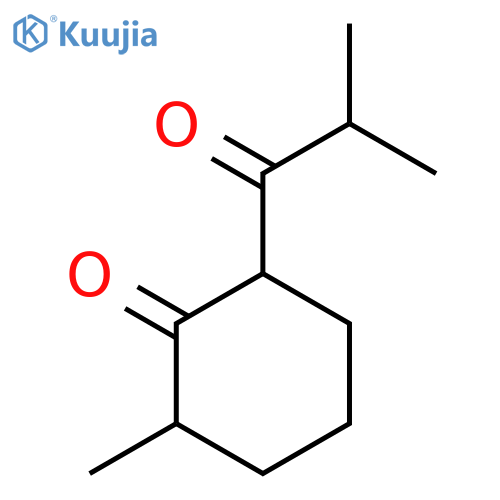 Cyclohexanone, 2-methyl-6-(2-methyl-1-oxopropyl)- structure