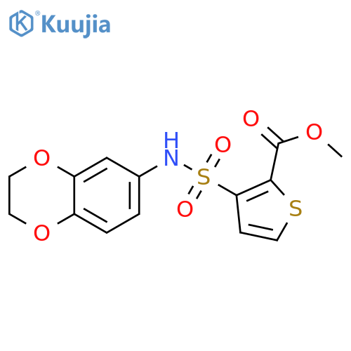 methyl 3-(2,3-dihydro-1,4-benzodioxin-6-yl)sulfamoylthiophene-2-carboxylate structure