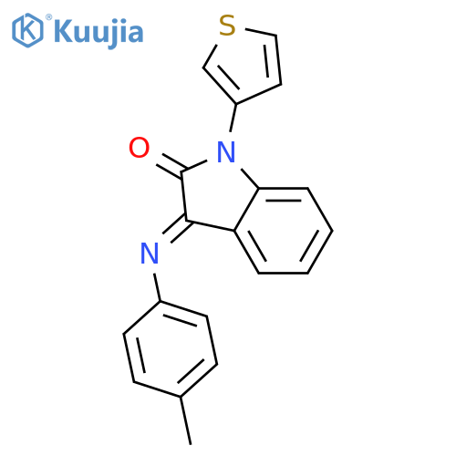 2H-Indol-2-one, 1,3-dihydro-3-[(4-methylphenyl)imino]-1-(3-thienyl)- structure