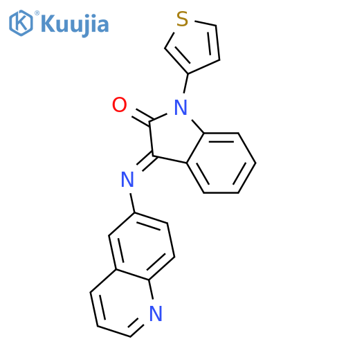2H-INDOL-2-ONE, 1,3-DIHYDRO-3-(6-QUINOLINYLIMINO)-1-(3-THIENYL)- structure