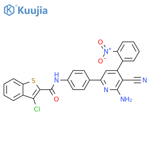 Benzo[b]thiophene-2-carboxamide,N-[4-[6-amino-5-cyano-4-(2-nitrophenyl)-2-pyridinyl]phenyl]-3-chloro- structure