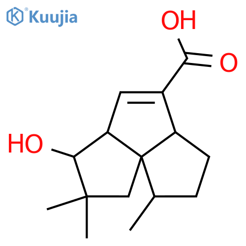9-Hydroxy-2,10,10-trimethyltricyclo[6.3.0.01,5]undec-6-ene-6-carboxylic acid structure
