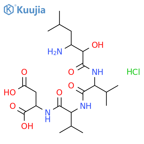 L-Aspartic acid,N-(3-amino-2-hydroxy-5-methyl-1-oxohexyl)-L-valyl-L-valyl- (9CI) structure