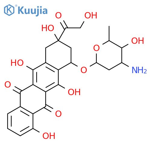 5,12-Naphthacenedione,10-[(3-amino-2,3,6-trideoxy-a-L-lyxo-hexopyranosyl)oxy]-7,8,9,10-tetrahydro-1,6,8,11-tetrahydroxy-8-(hydroxyacetyl)-,(8S,10S)- (9CI) structure