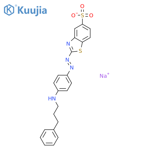 5-Benzothiazolesulfonicacid, 2-[2-[4-[ethyl(phenylmethyl)amino]phenyl]diazenyl]-, sodium salt (1:1) structure